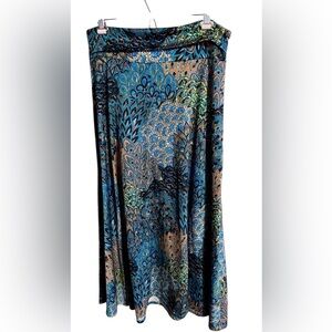 Honey and Lace Blue Green Maxi A-line Knit Skirt